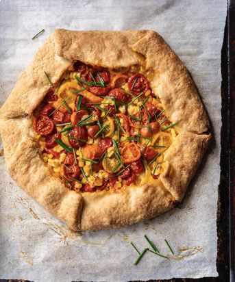 Cherry Tomato, Sweet Corn, and Sharp Cheddar Tart